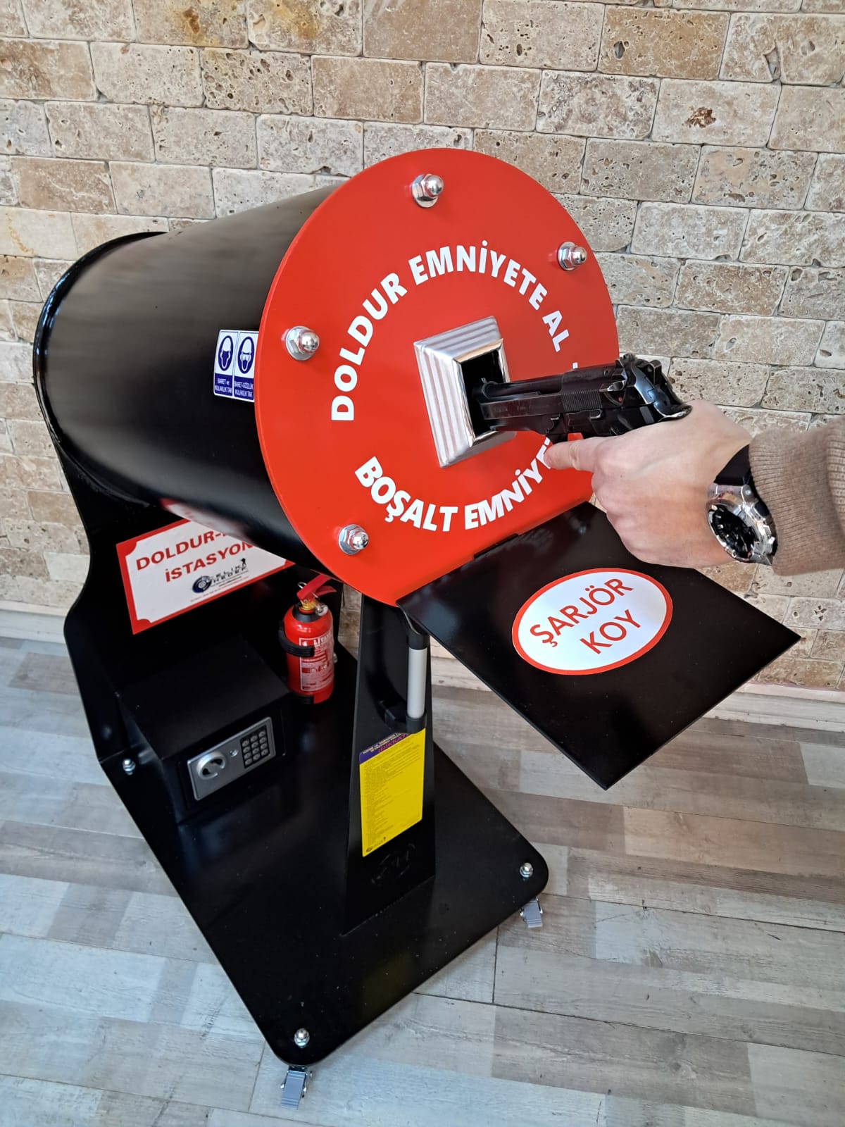 Direkli Silindir Çelik Kasa Tip Doldur Boşalt İstasyonu (Tabanca-Mp5 Hafif ve Ağır Makinalı Tüfek) Doldur Boşalt Varili